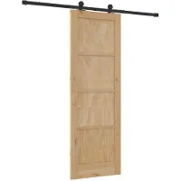 vidaXL Schuifdeur Naturel en Zwart 73,5 x 211 cm Massief grenenhout