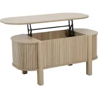 Oviala - Salontafel met opklapbaar blad 100x48 cm ovaal lichte houtnerf - Clover