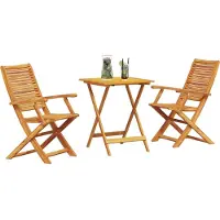 vidaXL Opvouwbare Bistroset 3 st Bruin Massief Acacia Hout
