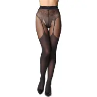 Bellivalini Dames Panty - 60 DEN - Halsterloos - Polyamide - BLV-GI-1112 - Zwart - L