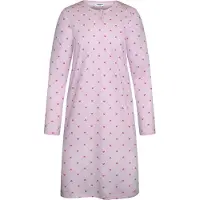Gaubert Essential Dames Nachthemd Lange Mouw - Premium Gekamd Katoen - Hartjes - Roze - Maat S - GB-6823