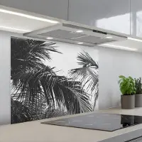 KitchenYeah Spatscherm 90x70 cm - Zelfklevende achterwand Palmbladeren - Natuur - Vintage - Palmboom - Keuken muurbeschermer - Spatwand fornuis