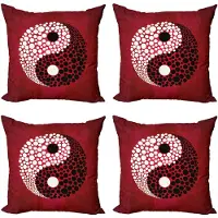 Abakuhaus Ying Yang Gooikussenhoes 4-pak, Abstract Cosmos-bord, Modern Accent dubbelzijdige digitale print, 45 x 45 cm, rood