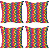 Abakuhaus Geometrische Decoratieve Kussenhoes 4-pack, zigzag chevronvorm, Modern Accent dubbelzijdige digitale print, 50 x 50 cm, meerkleurig