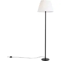 QAZQA Moderne vloerlamp zwart met witte plisse kap 45 cm - Simplo
