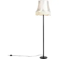 QAZQA Retro vloerlamp zwart met Granny kap crème 45 cm - Simplo