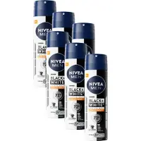 Nivea MEN Black & White Ultimate Impact Anti-Transpirant Deo Spray - Anti-Vlekken Deo 72u bescherming- Voordeelverpakking - 6 x 150ml
