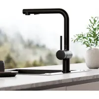 CECIPA MAX Keukenkraan met Uitrekbare Uitloop - L-ontwerp - 2 Straalstanden - 40 cm Uittrekbereik - 304 RVS - 360° Draaibaar - Zwart