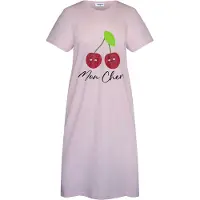Gaubert Essential Dames Nachthemd Korte Mouw - Premium Gekamd Katoen - Mon Cheri - Roze - Maat S - GB-6819