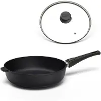 Hoffmann STONIQ hapjespan met deksel - Ø 28 cm - PFAS-vrij - Afneembare steel - Gemaakt in Duitsland
