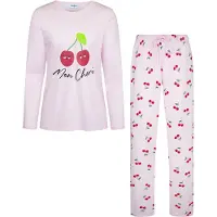Gaubert Essential Dames Pyjama Lange Mouw - Broek met Zakken - Premium Gekamd Katoen - Mon Cheri - Roze - Maat XXL - GB-2810