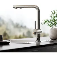 CECIPA MAX Keukenkraan met Uitrekbare Uitloop - L-ontwerp - 2 Straalstanden - 40 cm Uittrekbereik - 304 RVS - 360° Draaibaar - Zilver