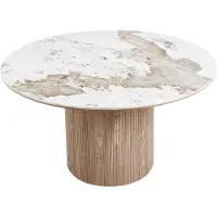 Ebuy24 Eettafel Athens Keramisch Wit/Bruin ø140cm