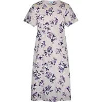 Gaubert Essential Dames Nachthemd Korte Mouw - Premium Gekamd Katoen - Bloemetjes - Beige - Maat L - GB-6818