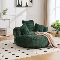 HAUSS SPOLE Fauteuil - Zitzakstoel Relax - Enkelstuk - Hoge Rugleuning & Armleuningen - Relaxstoel voor Spelkamer en Woonkamer - Stof Smaragdgroen