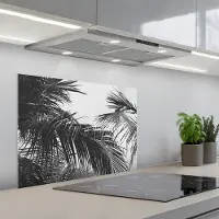 KitchenYeah Spatscherm 70x50 cm - Zelfklevende achterwand Palmbladeren - Natuur - Vintage - Palmboom - Keuken muurbeschermer - Spatwand fornuis