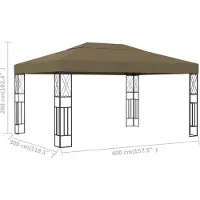 vidaXL Prieel 3x4 m stof taupe