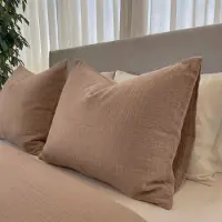 Kayori Caro dekbedovertrek taupe - 100% katoen - mousseline - 140 x 200-220 cm