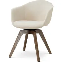Nolon Noor-Otis draaibare Eetkamerstoel cottonbeige - walnoot houten onderstel - armleuning - japandi - comfortabel