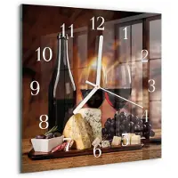 Drukarnia Piga Wandklok - Wijn Gekleurde Glazen Klok - 30x30 cm - Bruin Glazen Klok Met Print - Witte Handen - Vierkante Wandklok - Klok Glas Met Opdruk - Moderne Wandklok Glas