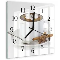 Drukarnia Piga Wandklok - Chocolade Moderne Wandklok Glas - 30x30 cm - Wit Wandklok Glas Decoratie - Zwarte Handen - Vierkante Wandklok - Wandklok Glas Decoratie - Gekleurde Glazen Klok