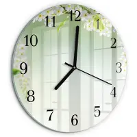 Tulup Wandklok - Lente Wandklok Glas Decoratie - 30fi cm - Groente Gekleurde Glazen Klok - Zwarte Handen - Ronde Wandklok - Moderne Wandklok Glas - Wandklok Glas Decoratie