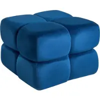 Beliani CALIENTE - Poef - Donkerblauw - Fluweel