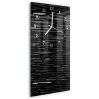 Tulup Wandklok - Stenen Decoratieve Glazen Klok - 30x60 cm - Zwart Glazen Wandklok Design - Witte Handen - Rechthoekige Wandklok - Wandklok Glas Met Motief - Decoratieve Glazen Klok