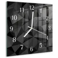 Drukarnia Piga Wandklok - 3D-patroon Glazen Klok Met Print - 30x30 cm - Zwart Moderne Glazen Wandklok - Witte Handen - Vierkante Wandklok - Wandklok Glas Decoratie - Gekleurde Glazen Klok