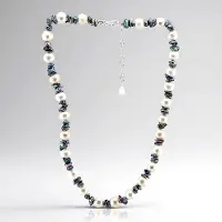 Cavill - Zilveren halsketting - 925 sterling zilver - Witte en mystieke zoetwaterkweekparels 8 mm fancy slijpsel - Verstelbaar, elegant en duurzaam