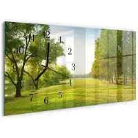 Tulup Wandklok - Het groen van de natuur Gekleurde Glazen Klok - 60x30 cm - Groente Glazen Klok Met Print - Zwarte Handen - Rechthoekige Wandklok - Moderne Wandklok Glas - Wandklok Glas Decoratie