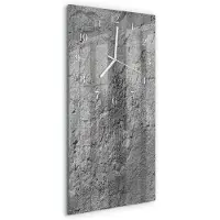 Tulup Wandklok - Betonnen muur Moderne Glazen Wandklok - 30x60 cm - Grijs Wandklok Glas Met Motief - Witte Handen - Rechthoekige Wandklok - Glazen Klok Met Print - Wandklok Glas Met Motief