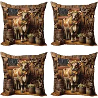 Abakuhaus Rustieke decoratieve kussenhoezen, 4-delige set, moderne accenten, dubbelzijdige digitale print, 50 x 50 cm, Amber Caramel