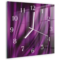 Drukarnia Piga Wandklok - Abstractie Klok Glas Met Opdruk - 30x30 cm - Paars Moderne Wandklok Glas - Witte Handen - Vierkante Wandklok - Moderne Wandklok Glas - Wandklok Glas Decoratie