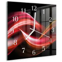Drukarnia Piga Wandklok - Abstracte lijnen Wandklok Glas Met Motief - 30x30 cm - Rood Decoratieve Glazen Klok - Witte Handen - Vierkante Wandklok - Klok Glas Met Opdruk - Moderne Wandklok Glas
