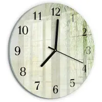 Tulup Wandklok - Bamboeplant Gekleurde Glazen Klok - 30fi cm - Groente Glazen Klok Met Print - Zwarte Handen - Ronde Wandklok - Glazen Wandklok Design - Klok Glas Met Opdruk