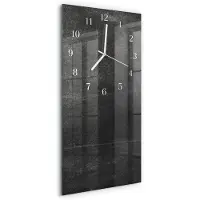 Tulup Wandklok - Grafiet Gekleurde Glazen Klok - 30x60 cm - Grijs Glazen Klok Met Print - Witte Handen - Rechthoekige Wandklok - Glazen Wandklok Design - Klok Glas Met Opdruk