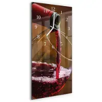 Tulup Wandklok - Wijn Glazen Klok Met Print - 30x60 cm - Rood Moderne Glazen Wandklok - Witte Handen - Rechthoekige Wandklok - Wandklok Glas Decoratie - Gekleurde Glazen Klok