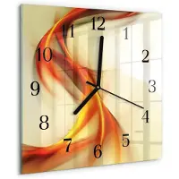 Drukarnia Piga Wandklok - Abstractie Glazen Klok Met Print - 30x30 cm - Veelkleurig Moderne Glazen Wandklok - Zwarte Handen - Vierkante Wandklok - Gekleurde Glazen Klok - Glazen Klok Met Print