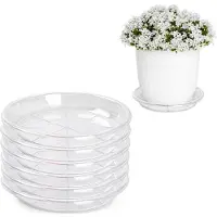 PlasticForte plantenpot onder schotel / opvang schaal - 6x - transparant - dia 16 cm - Kunststof - voor een pot met dia 20/22 cm - doorzichtig