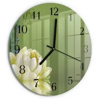 Tulup Wandklok - Lelie Decoratieve Glazen Klok - 30fi cm - Groente Glazen Wandklok Design - Zwarte Handen - Ronde Wandklok - Moderne Wandklok Glas - Wandklok Glas Decoratie