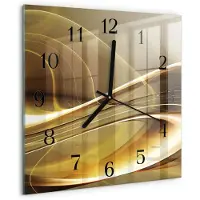 Drukarnia Piga Wandklok - Abstracte lijnen Gekleurde Glazen Klok - 30x30 cm - Goud Glazen Klok Met Print - Zwarte Handen - Vierkante Wandklok - Glazen Klok Met Print - Wandklok Glas Met Motief