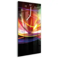 Tulup Wandklok - Abstracte kunst Glazen Wandklok Design - 30x60 cm - Veelkleurig Klok Glas Met Opdruk - Witte Handen - Rechthoekige Wandklok - Gekleurde Glazen Klok - Glazen Klok Met Print