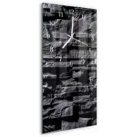 Tulup Wandklok - Stenen Gekleurde Glazen Klok - 30x60 cm - Grijs Glazen Klok Met Print - Witte Handen - Rechthoekige Wandklok - Moderne Wandklok Glas - Wandklok Glas Decoratie