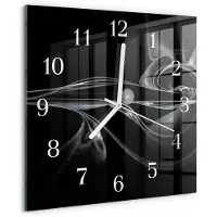 Drukarnia Piga Wandklok - Abstractie Wandklok Glas Met Motief - 30x30 cm - Zwart Decoratieve Glazen Klok - Witte Handen - Vierkante Wandklok - Glazen Wandklok Design - Klok Glas Met Opdruk