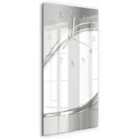 Tulup Wandklok - Patroon Moderne Glazen Wandklok - 30x60 cm - Wit Wandklok Glas Met Motief - Witte Handen - Rechthoekige Wandklok - Decoratieve Glazen Klok - Glazen Wandklok Design