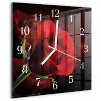 Drukarnia Piga Wandklok - Rozen Moderne Glazen Wandklok - 30x30 cm - Rood Wandklok Glas Met Motief - Witte Handen - Vierkante Wandklok - Moderne Wandklok Glas - Wandklok Glas Decoratie