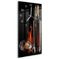 Tulup Wandklok - Alcohol Gekleurde Glazen Klok - 30x60 cm - Zwart Glazen Klok Met Print - Witte Handen - Rechthoekige Wandklok - Gekleurde Glazen Klok - Glazen Klok Met Print