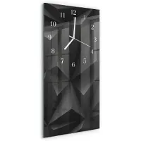 Tulup Wandklok - Patroon Glazen Klok Met Print - 30x60 cm - Zwart Moderne Glazen Wandklok - Witte Handen - Rechthoekige Wandklok - Glazen Klok Met Print - Wandklok Glas Met Motief