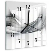Drukarnia Piga Wandklok - Abstractie Decoratieve Glazen Klok - 30x30 cm - Grijs Glazen Wandklok Design - Zwarte Handen - Vierkante Wandklok - Wandklok Glas Met Motief - Decoratieve Glazen Klok